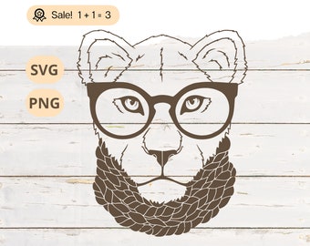 Lioness with Glasses SVG PNG, Safari Animal Clipart