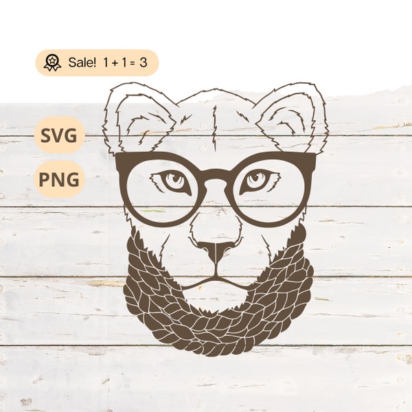 Stylish Lioness With Glasses SVG PNG, Lioness SVG, Lion Svg, Lion Head svg, Animal Head svg, Safari svg, Lioness Png, Shirt, Tattoo, Clipart