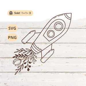 Wildblume Rakete SVG PNG, Wildblume SVG, Rakete svg, Weltraum svg, Astronaut svg, Rakete Shirt, Tattoo, Schnittdatei, Png, Clipart