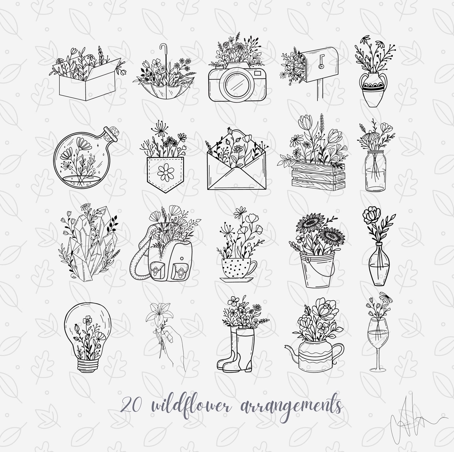 Flower Procreate STAMPS 200 Floral Procreate STAMPS - Etsy