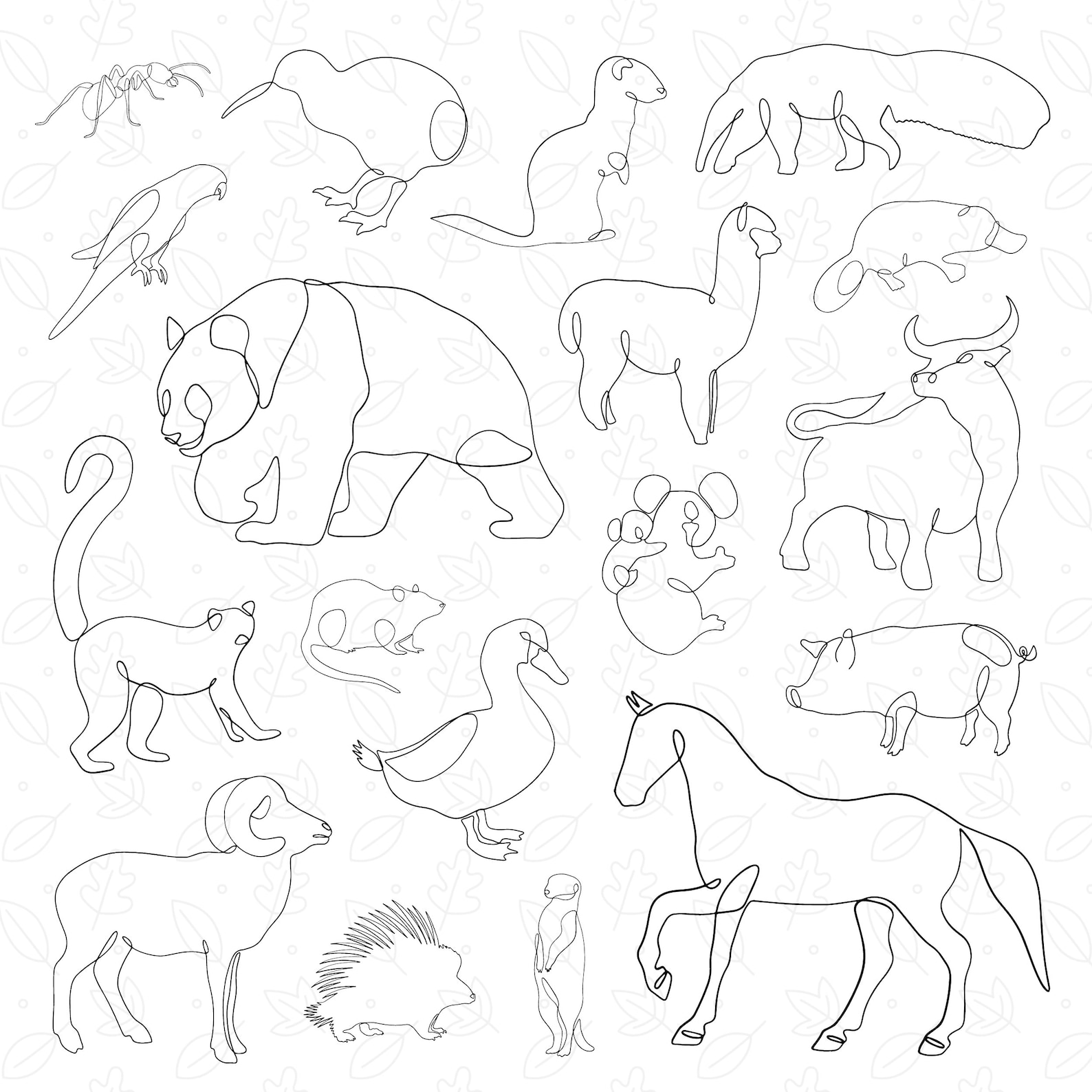 Line Feature Animal 100 Line Art Animals SVG Bundle Line Art SVG One Line Art - Etsy Canada