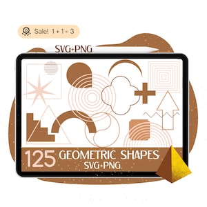 125 formas abstractas SVG, formas geométricas SVG, archivo SVG de formas boho para Cricut, svg boho, svg abstracto, diseños minimalistas, clipart, png