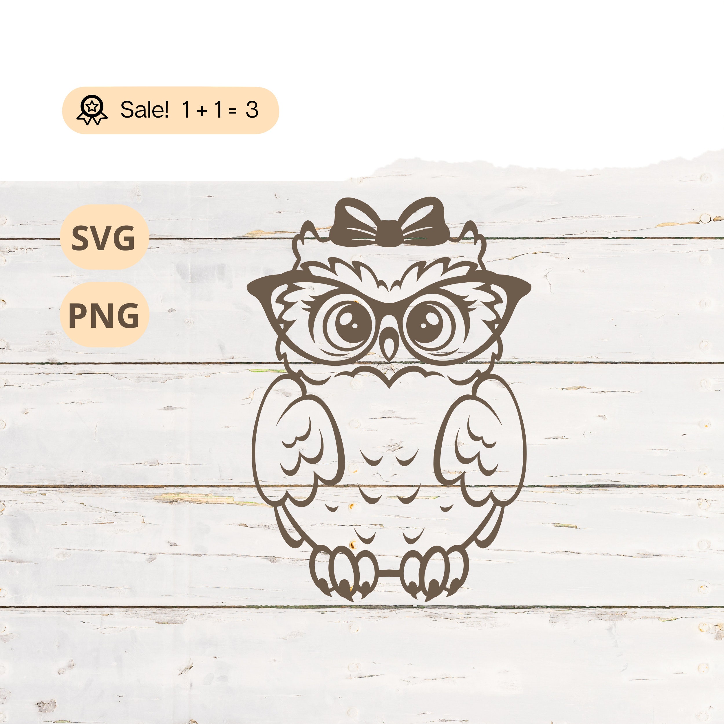 Cute Owl with Glasses SVG PNG, Owl SVG, Baby Owl Svg, Owl Outline svg, Baby Animal svg, Bird Svg, Ow