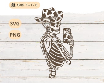 Cowgirl Skeleton SVG, Halloween Cow Print, Clipart (PNG)