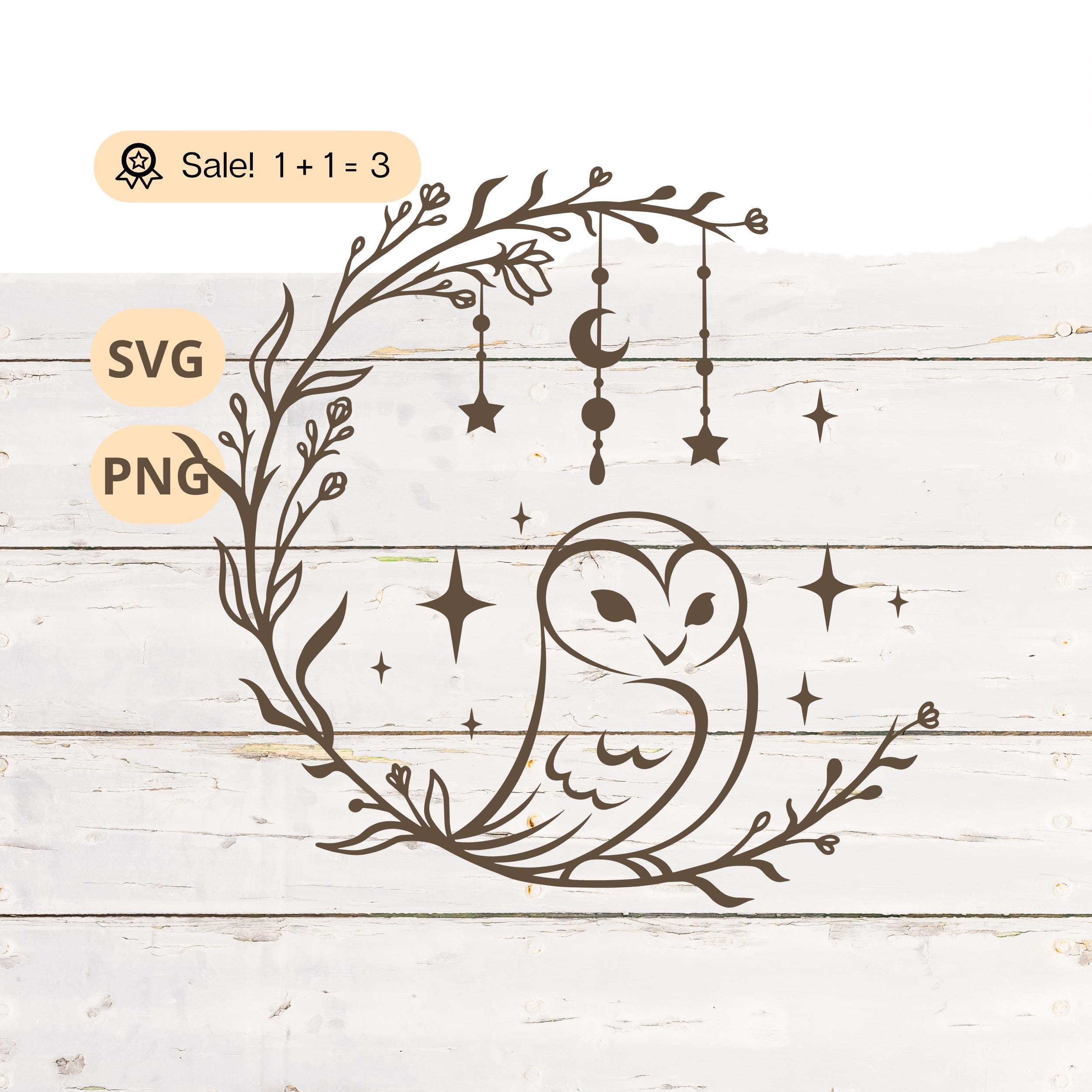 Owl And Wildflowers SVG PNG, Bird SVG, Owl Shirt, Owl Tattoo, Owl png, Nature svg, Feather svg, Wild