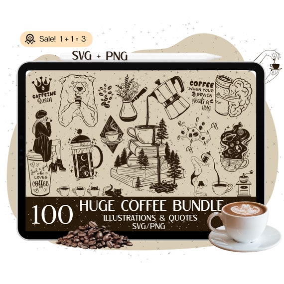 100 Huge Coffee SVG Bundle, Coffee SVG, Coffee Quotes, Coffee mug svg, Coffee cup svg, Coffee cut file, Iced coffee svg, PNG Silhouette