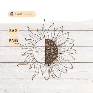 Sonnenblume Gesicht SVG, Sonnenblume, Sonne Gesicht, himmlische Datei, Sonnenblume-Datei für Cricut, Sonne Tattoo, PNG, Shirt, Clipart