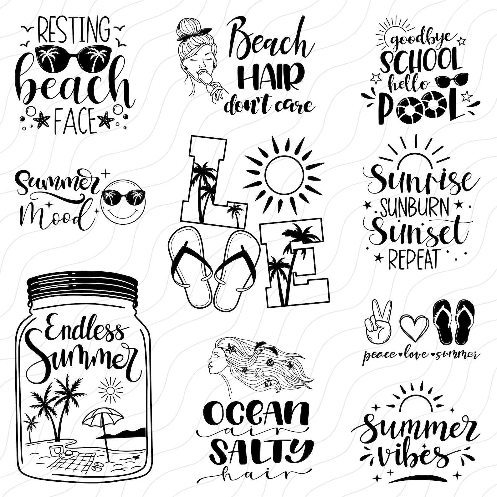 Summer Quotes SVG Bundle, Beach Vibes, Cricut Cut File (PNG) - Etsy