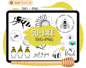 Paquete SVG de abejas adorables, imágenes prediseñadas de abejas, frases de abejas, uso comercial (SVG, PNG)