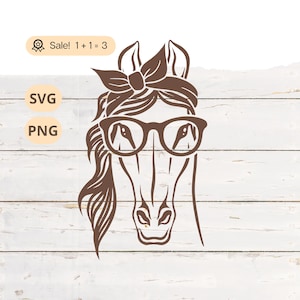 Caballo con gafas SVG PNG, Caballo SVG, Cabeza de caballo Svg, Amante de los caballos Svg, Gafas Svg, Camisa de caballo con gafas, Tatuaje, Archivo de corte, Clipart
