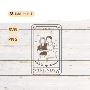 Tarot amitié SVG PNG, ami SVG, chemise d'amis personnalisée, tatouage, fichier de coupe, Clipart, Cricut, besties svg, svg meilleurs amis, svg de carte de tarot