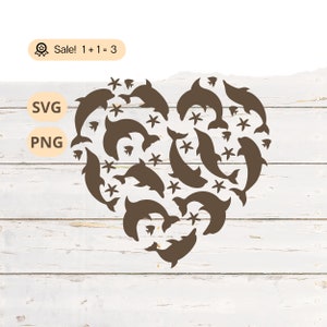 Dauphin coeur SVG PNG, Dauphin, Svg amoureux des dauphins, svg nautique, coeur Svg, océan svg, tatouage de dauphin, Png, Clipart, chemise, Cricut