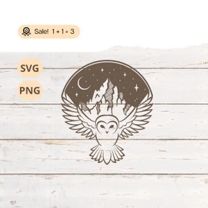 Berg Eule SVG PNG, Vogel SVG, Eule Shirt, Eule Tattoo, Eule png, Natur svg, Feder svg, Cut Datei, Clipart, Cricut, wilde Vögel, fliegende Vögel