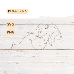 Familia de León SVG PNG, León SVG, Camisa Rey León Tatuaje Naturaleza svg Una línea svg Archivo de corte Clipart Cricut Pareja svg, Animal Salvaje png, Paz svg