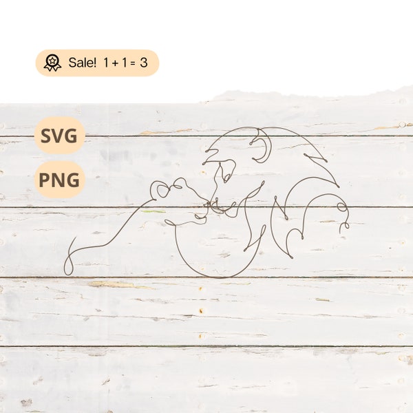 Famille Lion SVG PNG, Lion SVG, le Roi Lion chemise tatouage Nature svg une ligne svg couper fichier Clipart Cricut Couple svg, animal sauvage png, svg de la paix