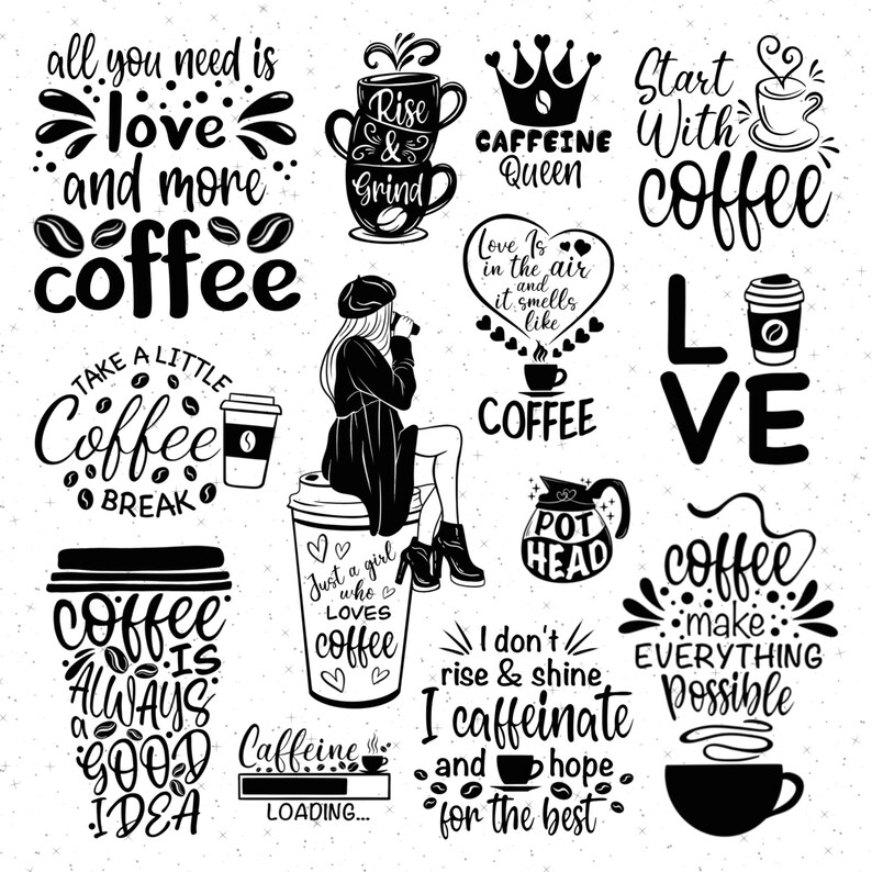 100 Huge Coffee SVG Bundle, Coffee SVG, Coffee Quotes, Coffee mug svg, Coffee cup svg, Coffee cut file, Iced coffee svg, PNG Silhouette image 4