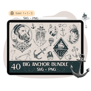 40 bateau ancre SVG Bundle, ancre SVG, SVG nautique, fichier ancre pour Cricut, squelette svg, svg phare, ancre Clipart Tshirt Silhouette