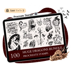 100 tampons de procréation de dragon, tampons de procréation de dragon chinois, tampons de citations de dragon, pinceaux de dragon, pinceaux de signes de dragon, tatouage de griffonnage