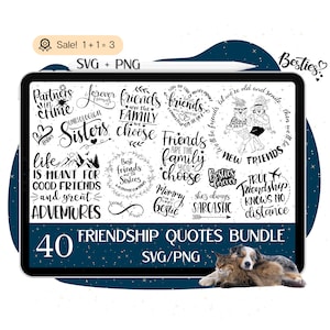Paquete de 40 citas sobre la amistad, SVG de amigos, SVG de mejores amigos, letreros de amigos, SVG de amistad, SVG de mejores amigos, archivo de amistad para Cricut, PNG