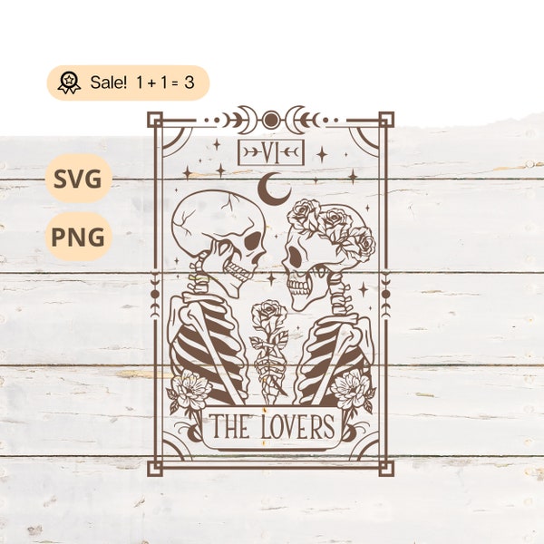 Skeleton Lovers Tarot Card SVG PNG, Skeleton SVG, Tarot Card svg, Skeletons in Love, Skull svg, Skeleton Clipart, Png, Tattoo, Shirt