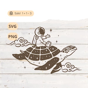 Himmlische Schildkröte SVG PNG, Meeresschildkröte SVG, Astronaut SVG, Weltraum SVG, Wolken svg, Celestial SVG, Meeresschildkröte Shirt, Tattoo, Schnittdatei, Clipart