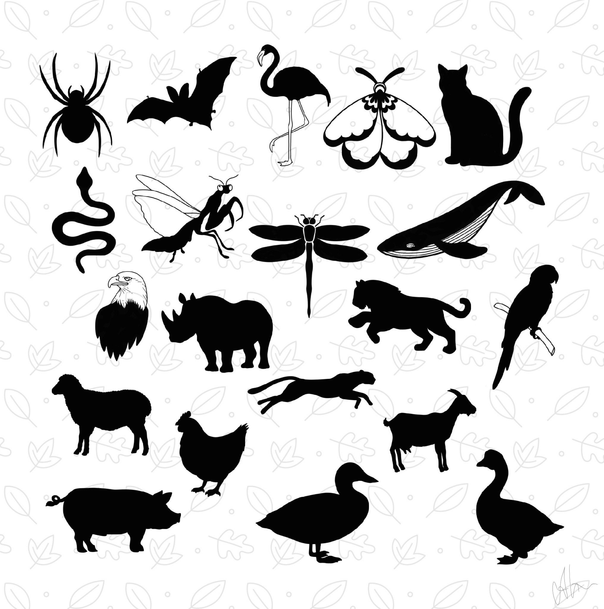 100 Animals Procreate STAMPS Procreate Animals Silhouette Etsy