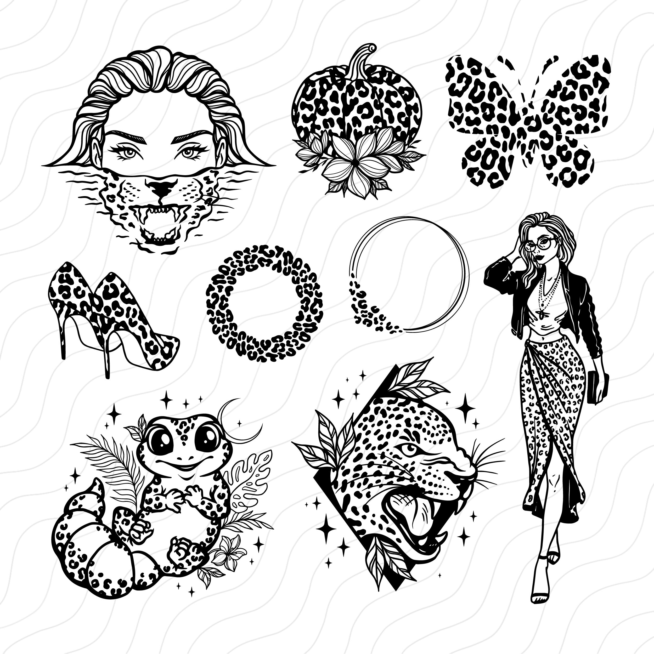 50 Black Leopard Print SVG Bundle Leopard SVG Cheetah Print Etsy