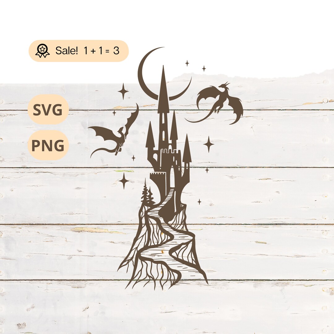 Castle and Dragons SVG PNG, Dragon Svg, Flying Dragon Svg, Mystical Svg ...