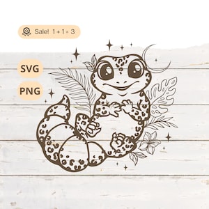 Leopard Gecko SVG, Leopard Print svg, Gecko SVG, Reptile svg, Lizard svg, Cute animal svg, Gecko file for Cricut, Clipart, Tattoo, Tshirt
