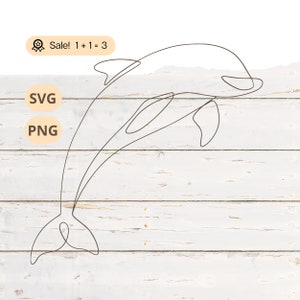 Line Art Delphin SVG PNG, Line Art svg, Eine Linie SVG, Outline svg, Meeresleben svg, minimalistisch svg, Delphin-Shirt, Tattoo, Png, Silhouette