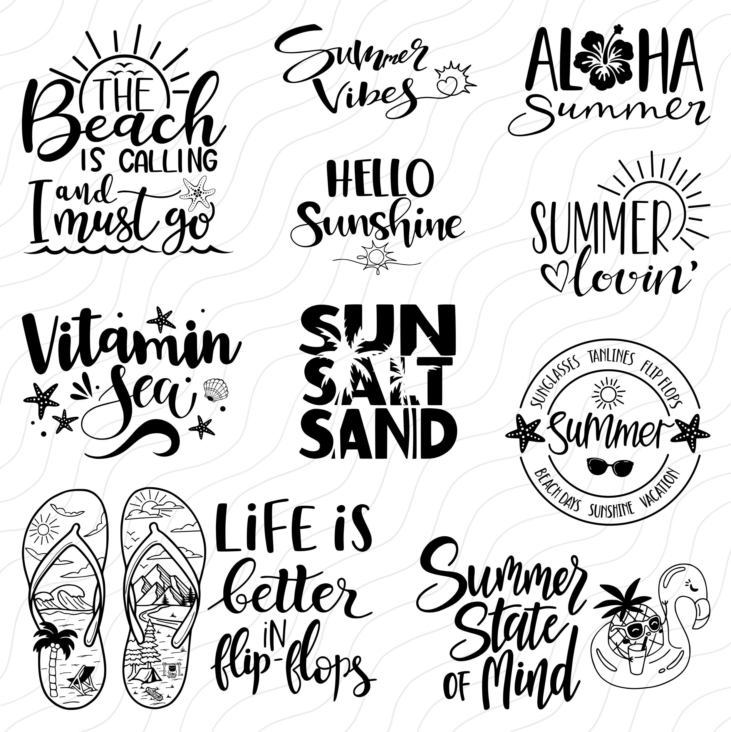 30 Summer Quotes Procreate STAMPS Summer Vibes STAMPS Hello - Etsy