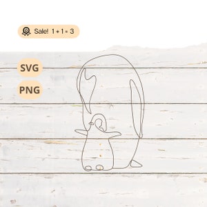 Pingüino de una línea SVG PNG, SVG de una línea, Arte lineal SVG, Madre e hijo SVG, Vida suave SVG, Paz SVG, Pingüino Png, Camiseta, Tatuaje, Archivo de corte