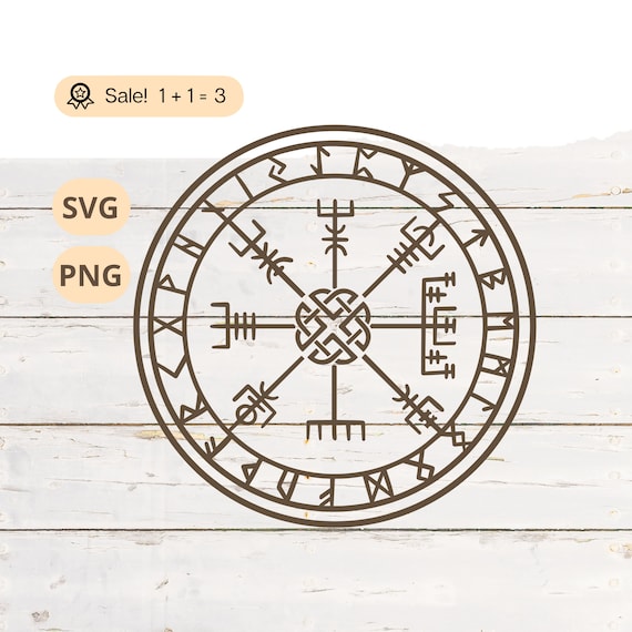 Vegvisir Viking Compass SVG PNG, Nordic Runes Clipart (Cut File)