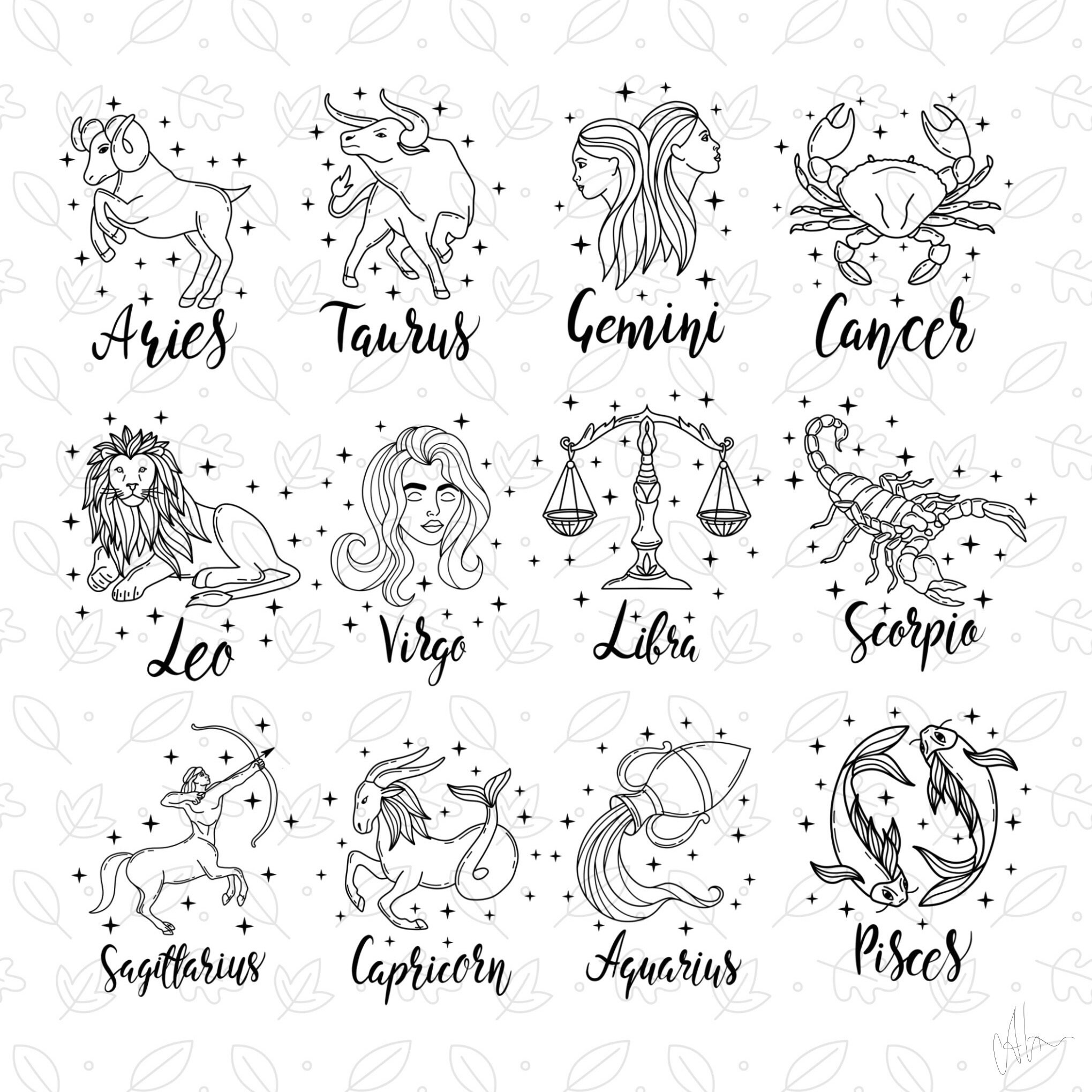 Zodiac SVG Bundle 60 Zodiac Signs SVG File for Cricut Zodiac - Etsy