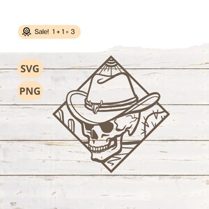 Cowboy Skull SVG PNG, Western SVG, Cactus svg, Cowboy svg, Cowboy Hat svg, Wild West png, Texas svg, Clipart Cut file Cricut, Western Tattoo