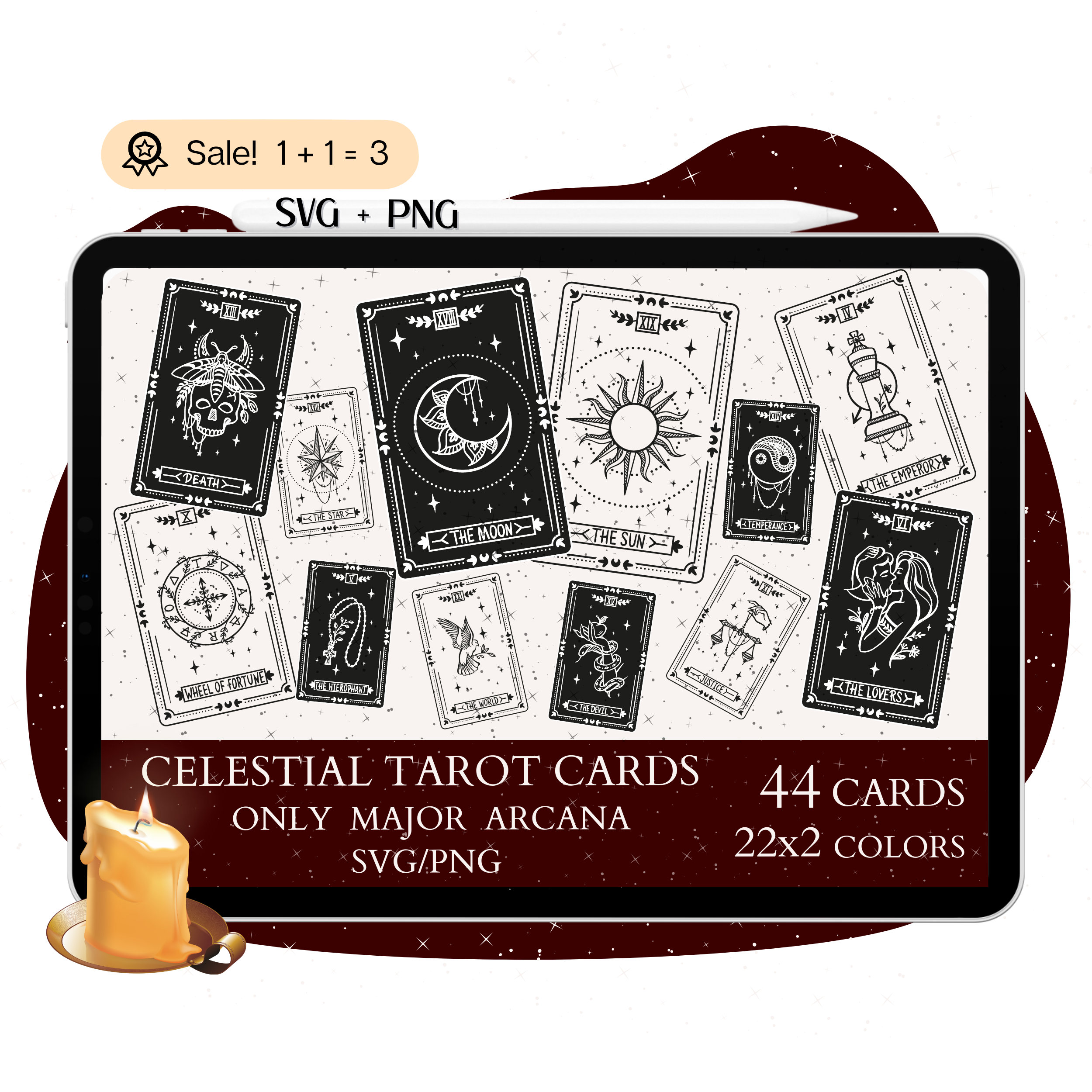 Tarot Major Arcana SVG Bundle, Celestial Witch Designs (PNG) - Etsy