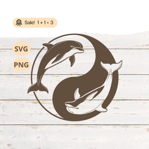 Yin Yang Delfine SVG PNG, Delfine SVG, Yin Yang SVG, Nautische svg, Yoga svg, Delfine Tattoo, Clipart, Shirt, Silhouette, kommerzielle Nutzung