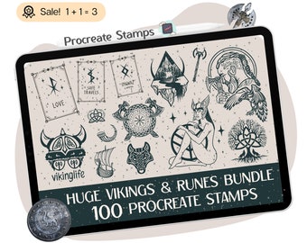 100 Vikings Procreate STAMPS, Runes Procreate STAMPS, Viking runes, Viking BRUSHES, Runes Stamps, Tree of life Stamps, Doodle Tattoo