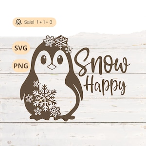 Snow Happy Penguin SVG PNG, Snow Happy Penguin, Winter SVG, Snow Happy SVG, Snowflake SVG, Penguin SVG, Snow Happy Penguin PNG, tatoeage, shirt