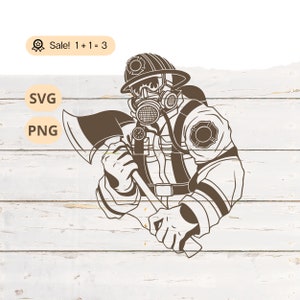 Firefighter with an Axe SVG PNG, Fire Dept svg, Firefighter Svg, Firefighter file for Cricut, Fireman Shirt, Tattoo, Png, Cut file, Clipart
