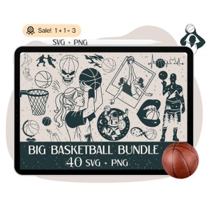 40 grote basketbal SVG-bundel, basketbal SVG, basketbal monogram, basketbalbestand voor Cricut, basketbal moeder svg, sport Svg PNG silhouet