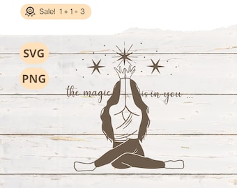 Inspirational Yoga SVG, Meditation Cut File, Namaste Clipart (Digital Download)