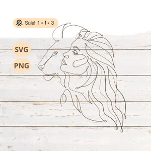 Lion Girl Line Art SVG PNG, Lion SVG, One line Svg, Line Art svg, One line art, Minimalist svg, Woman Line Art Png Tattoo Shirt Silhouette