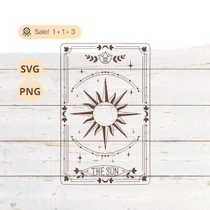 Tarot-Karte Sonne SVG PNG, Tarot-Karten-Svg, Sonne-Svg, Boho-Svg, mystisches svg, Celestial-Svg, Hexerei-Svg, Sonne Tarot Clipart, Tattoo, Shirt