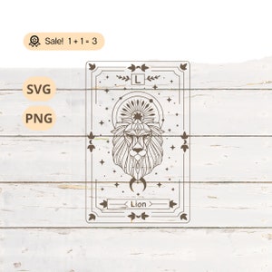 Tarot Lion SVG PNG, Lion SVG Galaxy Shirt Tattoo, Nature svg, Tarot Card svg, Cut file Clipart Cricut, Star svg, Lion King svg Celestial svg