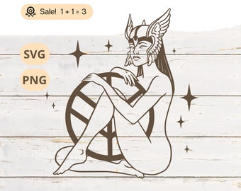Viking Walkyrie Girl SVG, clipart guerrier, tatouage celtique (PNG)