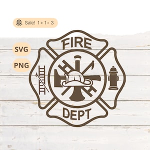 Vigili del fuoco SVG PNG, Logo dei vigili del fuoco Svg, Pompiere SVG, Croce di Malta in formato SVG, Camicia dei vigili del fuoco, Tatuaggio, File di taglio, Clipart, Uso commerciale
