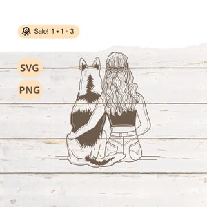 Meisje en haar hond SVG PNG, vriend SVG, aangepaste vrienden shirt tattoo, hondenliefhebber shirt, gesneden bestand, clipart, Cricut, besties SVG, beste vrienden SVG