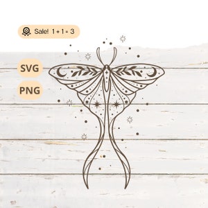 Himmlische Motte SVG, Schmetterling SVG, Motte zwar, mystisch zwar, Mond zwar, himmlisch zwar, Boho svg, Schmetterling Clipart, PNG, Tattoo, Shirt