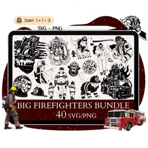 40 grote brandweerman SVG-bundel, brandweerman SVG, brandweerman-bestand voor Cricut, brandweerman svg, brandweer svg brandweerman png tshirt clipart